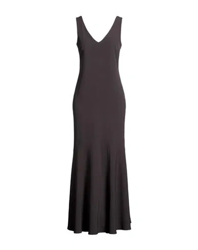 Tensione In Woman Maxi Dress Grey Size M Polyester, Elastane In Brown