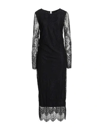 Tensione In Woman Maxi Dress Midnight Blue Size S Polyamide, Cotton In Black