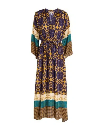 Tensione In Woman Maxi Dress Mustard Size M Viscose In Multi