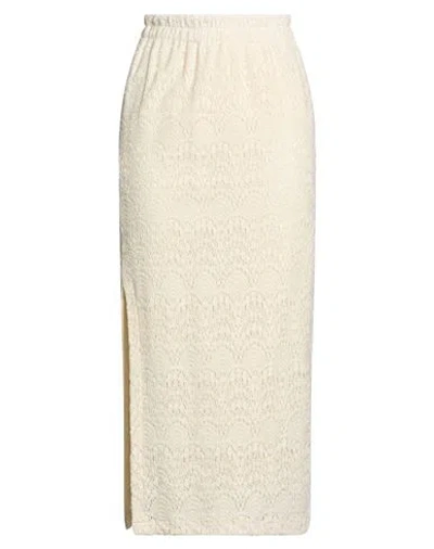Tensione In Woman Maxi Skirt Cream Size M Cotton, Polyamide, Elastic Fibres In Neutral
