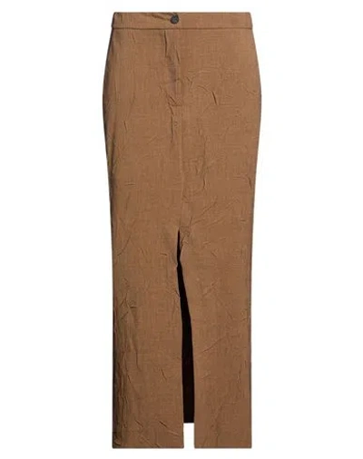 Tensione In Woman Maxi Skirt Light Brown Size S Polyester, Rayon, Elastane In Beige