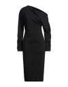 Tensione In Woman Midi Dress Black Size M Viscose, Nylon, Elastane In Black