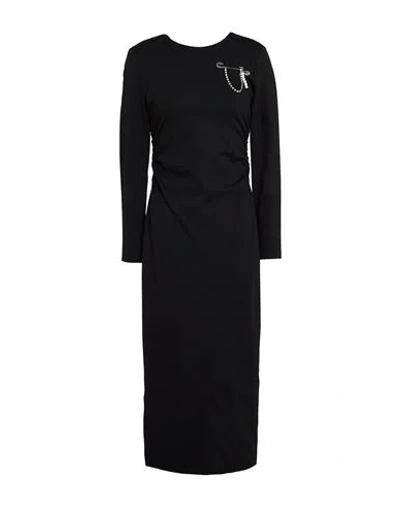 Tensione In Woman Midi Dress Black Size S Rayon, Polyamide, Elastane