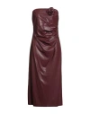 Tensione In Woman Midi Dress Burgundy Size M Polyester, Polyurethane In Brown