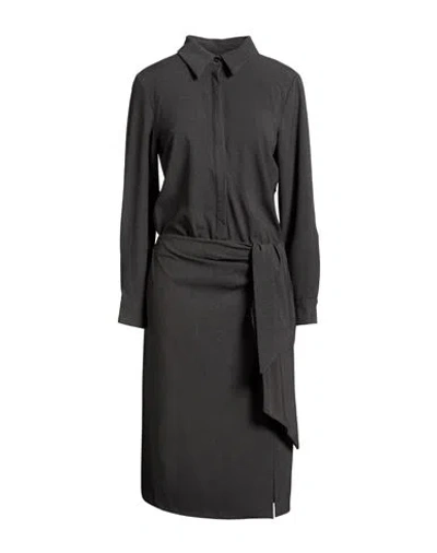 Tensione In Woman Midi Dress Charcoal Size S Polyester, Viscose, Elastic Fibres In Gray