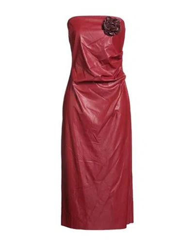 Tensione In Woman Midi Dress Garnet Size M Polyester, Polyurethane In Red