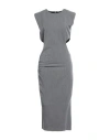 Tensione In Woman Midi Dress Grey Size M Polyester, Viscose, Elastane In Blue