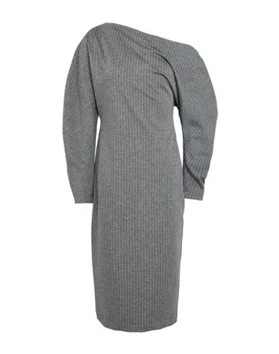 Tensione In Woman Midi Dress Grey Size M Rayon, Nylon, Polyester, Elastane In Gray