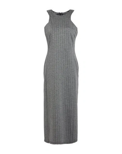 Tensione In Woman Midi Dress Grey Size M Rayon, Nylon, Polyethylene, Elastane In Gray