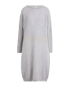 Tensione In Woman Midi Dress Light Grey Size Onesize Alpaca Wool, Mohair Wool, Wool, Polyamide In Gray