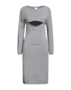 Tensione In Woman Midi Dress Light Grey Size Onesize Viscose, Polyester, Polyamide In Gray