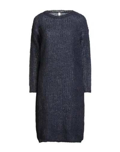 Tensione In Woman Midi Dress Navy Size Onesize Alpaca Wool, Mohair Wool, Wool, Polyamide In Blue