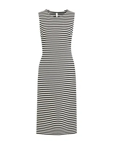 Tensione In Woman Midi Dress Off White Size M Polyester, Viscose, Elastane In Black