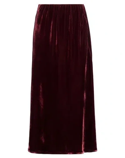 Tensione In Woman Midi Skirt Burgundy Size M Polyester, Elastane In Red
