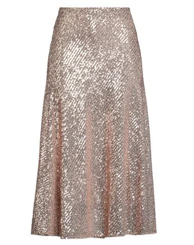 Tensione In Woman Midi Skirt Gold Size M Cotton, Elastic Fibres