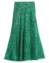 Tensione In Woman Midi Skirt Green Size M Cotton, Elastic Fibres