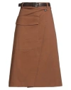 Tensione In Woman Midi Skirt Light Brown Size M Cotton, Elastane In Brown