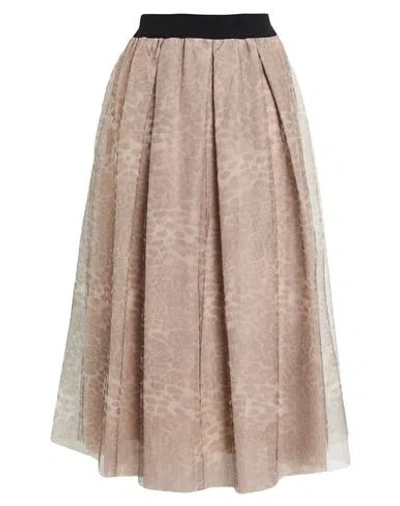 Tensione In Woman Midi Skirt Light Brown Size M Polyester
