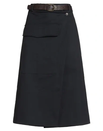 Tensione In Woman Midi Skirt Midnight Blue Size S Cotton, Elastane