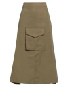 Tensione In Woman Midi Skirt Military Green Size M Cotton In Green