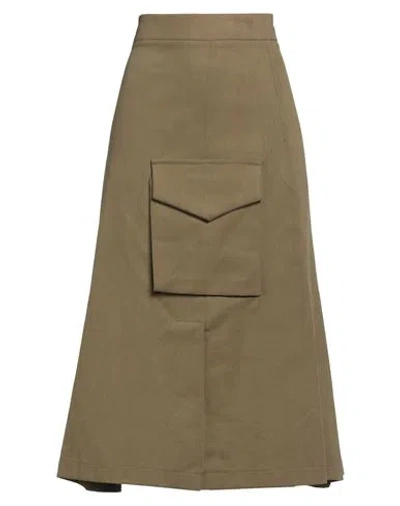 Tensione In Woman Midi Skirt Military Green Size M Cotton