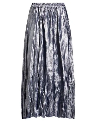 Tensione In Woman Midi Skirt Navy Size S Polyester In Gray