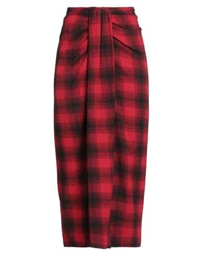 Tensione In Woman Midi Skirt Red Size M Cotton, Polyester In Multi