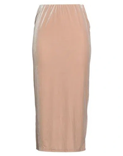 TENSIONE IN TENSIONE IN WOMAN MIDI SKIRT SAND SIZE M POLYESTER, ELASTANE