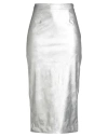 Tensione In Woman Midi Skirt Silver Size S Polyester, Polyurethane In Metallic