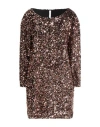 Tensione In Woman Mini Dress Bronze Size M Polyester, Elastane In Multi
