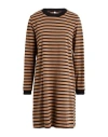 Tensione In Woman Mini Dress Camel Size M Polyester, Cotton In Burgundy