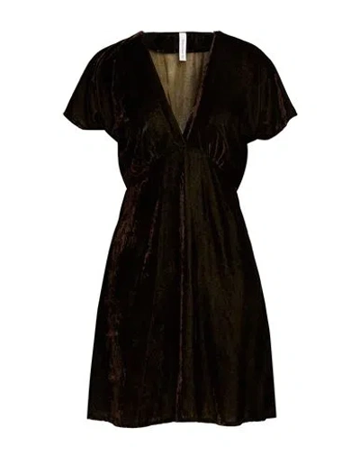Tensione In Woman Mini Dress Dark Brown Size M Viscose, Polyamide