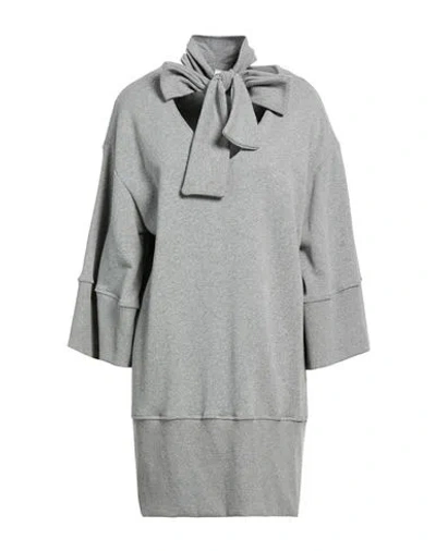 Tensione In Woman Mini Dress Grey Size M Cotton, Elastane In Gray