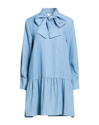 Tensione In Woman Mini Dress Slate Blue Size L Lyocell