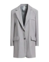 Tensione In Woman Overcoat & Trench Coat Grey Size M Polyester, Viscose, Elastane In Gray