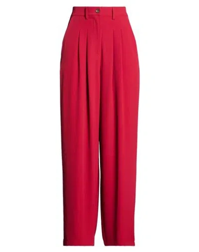 Tensione In Woman Pants Brick Size M Polyester, Elastane In Red