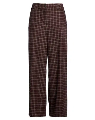 Tensione In Woman Pants Burgundy Size Xs Polyester, Wool, Viscose In Brown