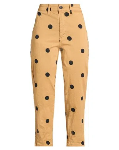 Tensione In Woman Pants Camel Size M Cotton, Elastane In Brown