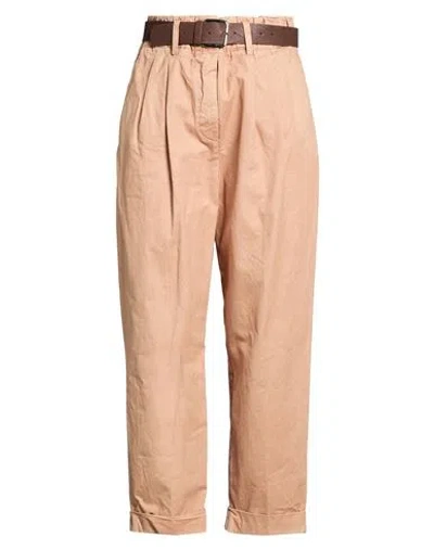 Tensione In Woman Pants Camel Size M Cotton In Neutral