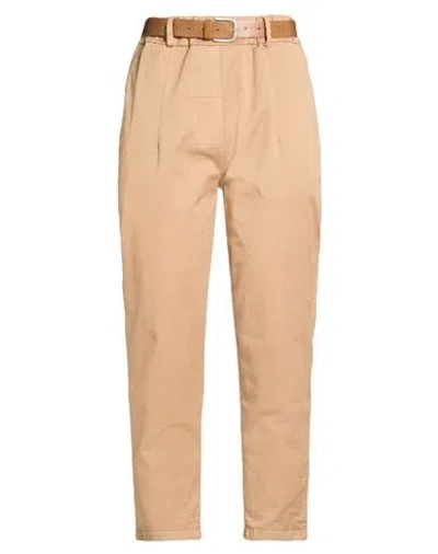 Tensione In Woman Pants Camel Size S Cotton, Elastane In Brown