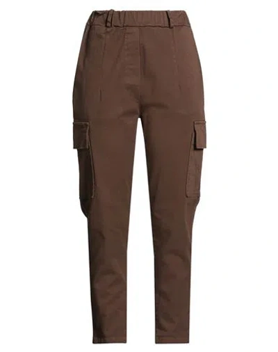 Tensione In Woman Pants Chocolate Brown Size M Cotton, Elastane