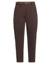 Tensione In Woman Pants Dark Brown Size M Cotton, Elastane In Brown