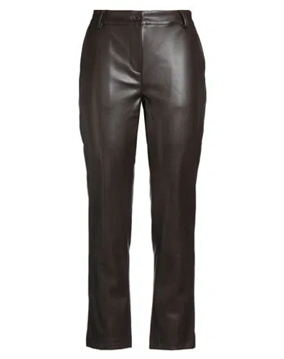 Tensione In Woman Pants Dark Brown Size M Polyurethane, Polyester