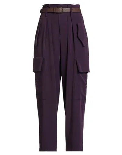 Tensione In Woman Pants Dark Purple Size S Polyester, Viscose, Elastane