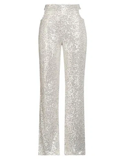 Tensione In Woman Pants Ivory Size M Polyester, Elastane In Silver
