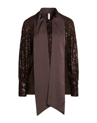 Tensione In Woman Shirt Dark Brown Size Onesize Polyester, Elastane