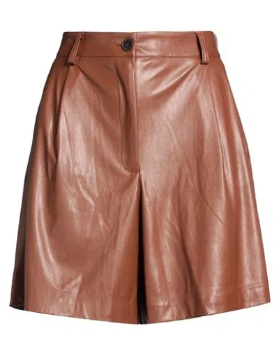Tensione In Woman Shorts & Bermuda Shorts Tan Size M Polyester, Polyurethane In Brown