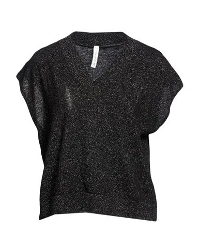 Tensione In Woman Sweater Black Size Onesize Wool, Cashmere, Metallic Fiber