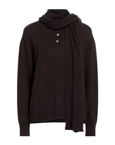Tensione In Woman Sweater Dark Brown Size Onesize Viscose, Polyamide, Wool, Cashmere