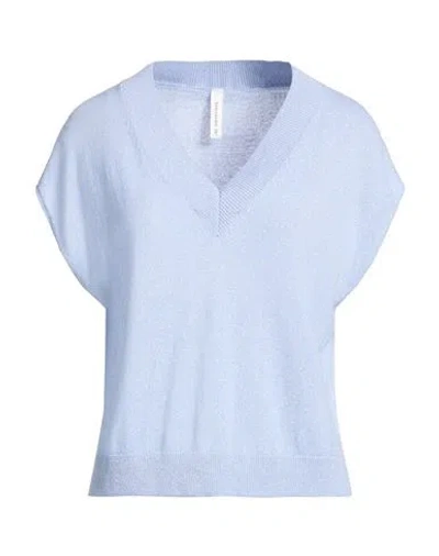 Tensione In Woman Sweater Light Blue Size Onesize Wool, Cashmere, Metallic Fiber In Multi